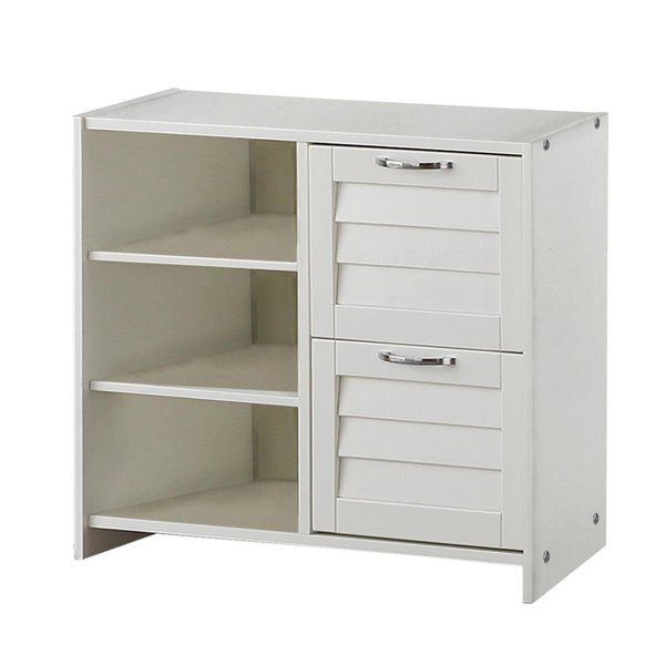 Donco Kids Donco Kids PD-795CW Louver 2 Drawer Chest with Shelves; White PD_795CW